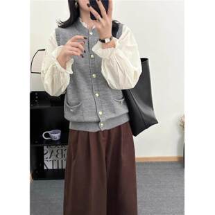 马甲女款大码胖mm春秋冬外穿针织背心毛衣外套坎肩秋冬开衫马夹