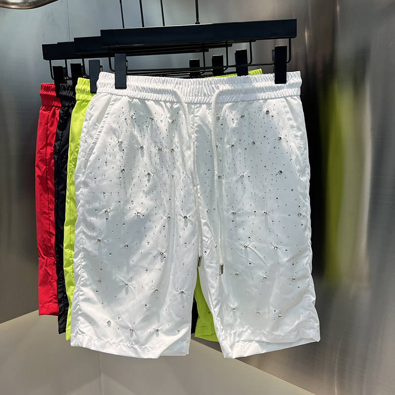 2025夏季新款男士时尚潮流烫钻短裤速干五分裤百搭休闲男裤,男装,短裤,淘宝优惠券,粉丝福利购,淘宝优惠卷