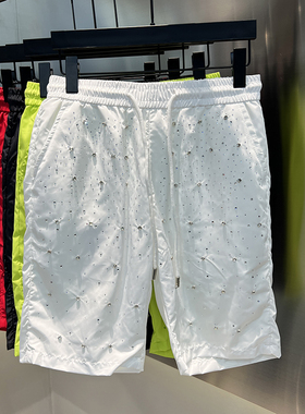 2025夏季新款男士时尚潮流烫钻短裤速干五分裤百搭休闲男裤