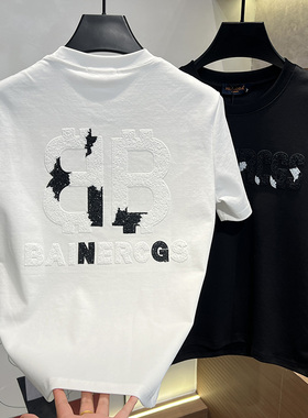 2025秋冬男士新款百搭轻奢刺绣时尚圆领T恤短袖休闲简约男装装