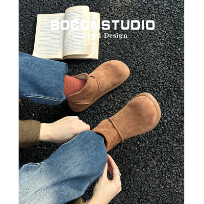 全牛皮~真皮勃肯鞋加绒保暖棉靴