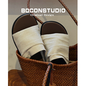 度假风亚麻褶皱曼谷拖鞋 女夏外穿2025新款 平底凉拖鞋 羊皮版 女款