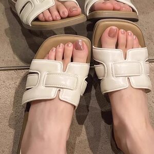 羊皮平底拖鞋女夏季外穿低跟凉拖