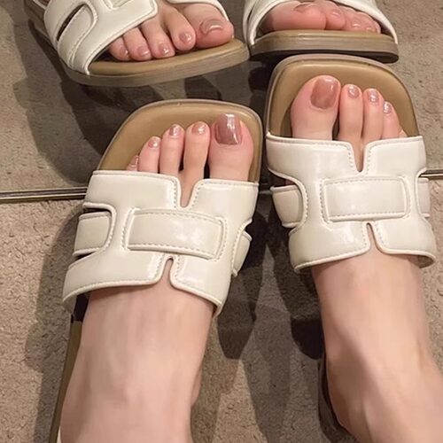 羊皮平底拖鞋女夏季外穿低跟凉拖