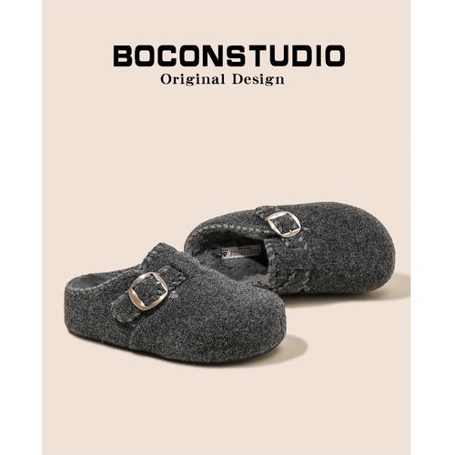 增高5CM~厚底勃肯鞋女加绒毛毛鞋