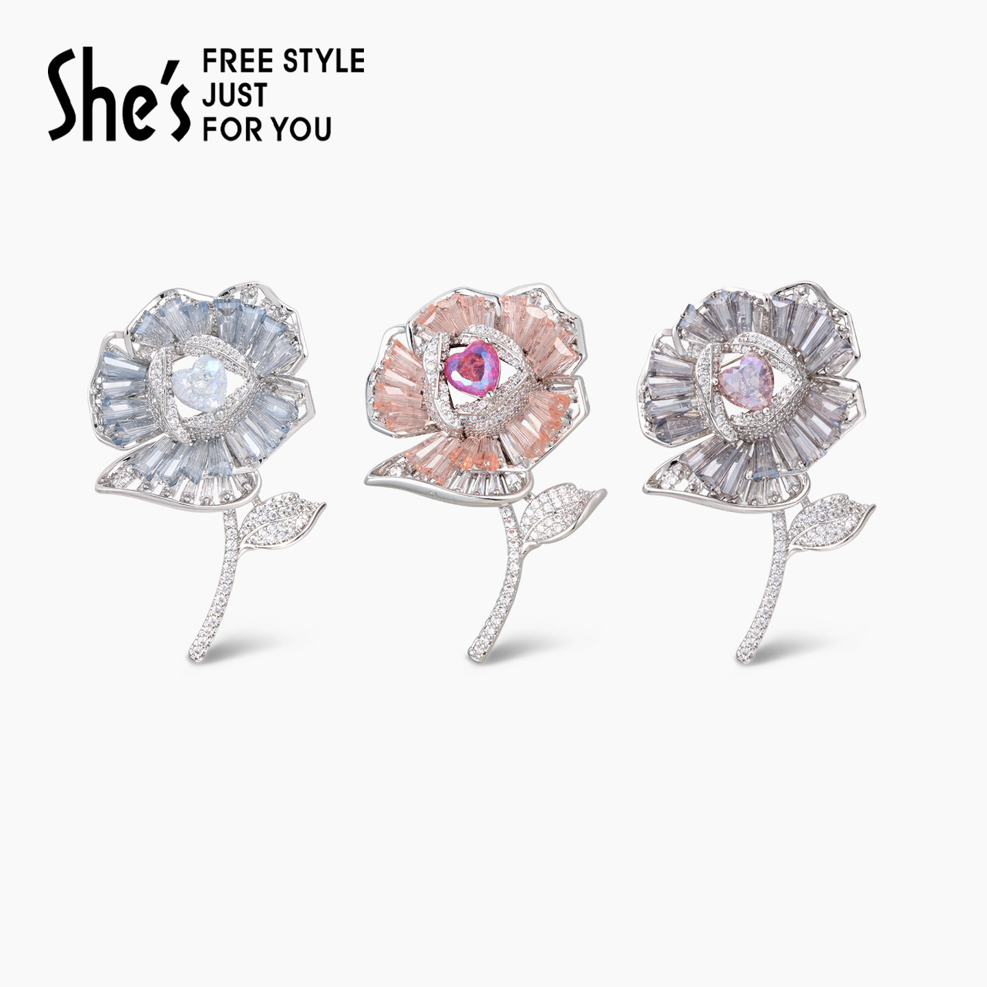 shes茜子巴比耶序曲璀璨立体蔷薇花朵胸针轻奢优雅高档胸花别针