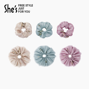 shes茜子自然复刻蝶衣时尚 轻薄网纱大肠发圈裙摆皮筋头绳