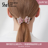 shes茜子莫奈印象璀璨刺绣蝴蝶抓夹后脑勺丸子头盘发器发抓发饰