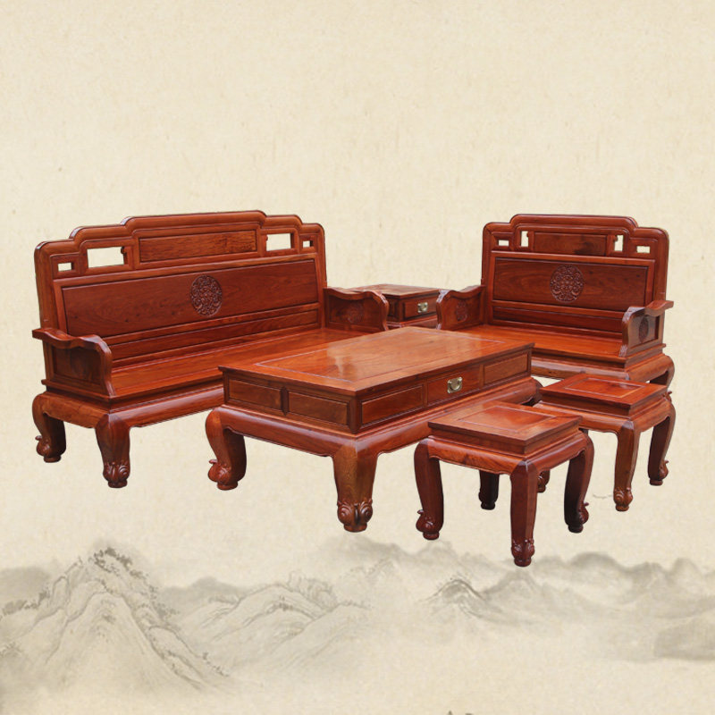 广西东兴红木家具缅甸花梨大果紫檀现代中式客厅组合国色天香沙发