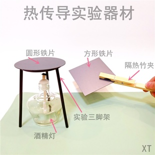 热传导实验器材圆铁片凡士林蜡烛方形物体传热演示器小学科学