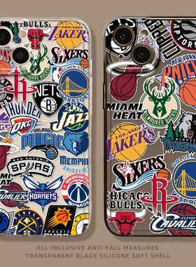 NBA篮球队标手机壳适用苹果16华为pura80涂鸦iphone15promax小米nova14荣耀400球星vivo男oppo红米k70魅族21