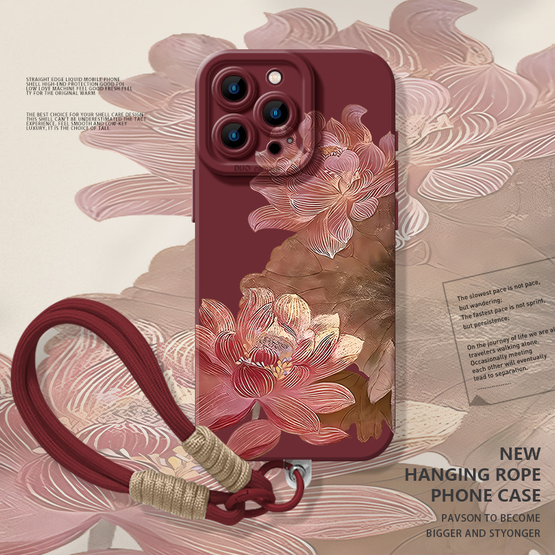 国风荷花适用于IQOONeoNeo11手机壳vivoiqooNeo10pro新中式9s新款液态硅胶8红色喜庆7创意小众高级感6SE/pro+