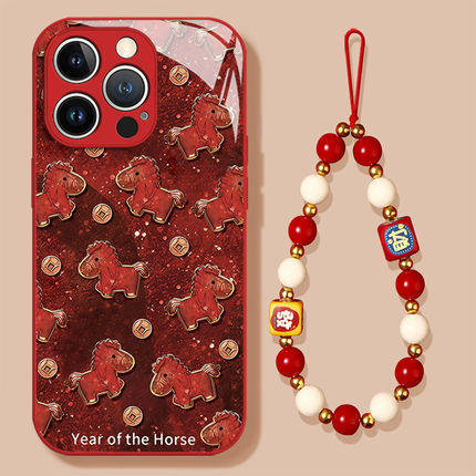 适用于红米Note15pro手机壳redmi鎏金小马note14pro+新款玻璃13新中式限定12turbo新年过年11T马年本命年10女