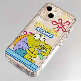比奇堡居民适用于苹果17手机壳iPhone16promax丑鱼15透明新款14卡通搞怪13小众男女AIR创意全包防摔软硅胶套
