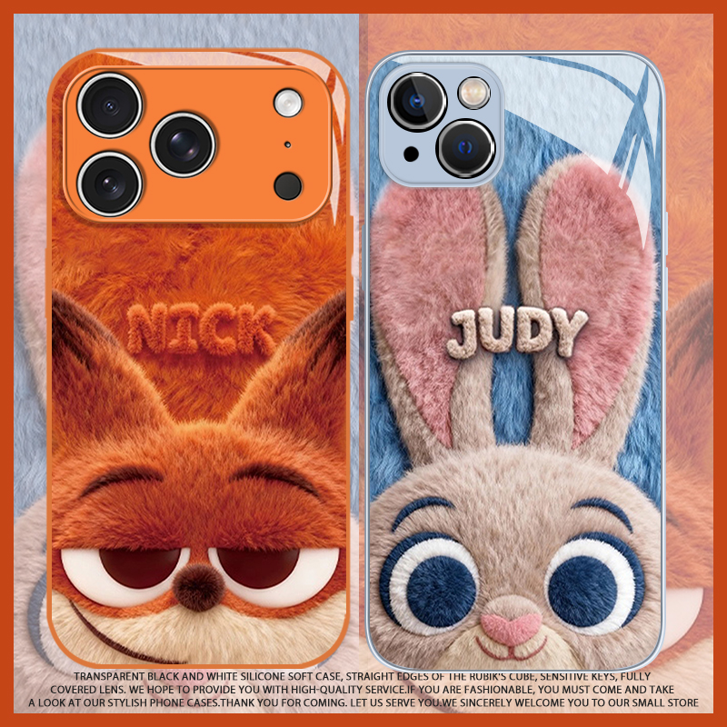 适用于oppofindx9pro手机壳FINDx8ultra毛绒疯狂动物城X7新款玻璃6尼克朱迪卡通可爱情侣小众高级感保护套女