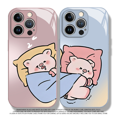 适用小米17promax手机壳15pro红米k90扯被子猪猪80新款玻璃note14情侣一对70女13小众60卡通可爱12套50/11/40