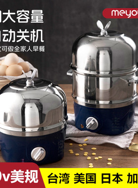 110v小家电煮蛋器双层不锈钢家用自动断电多功能宿舍早餐机蒸蛋器