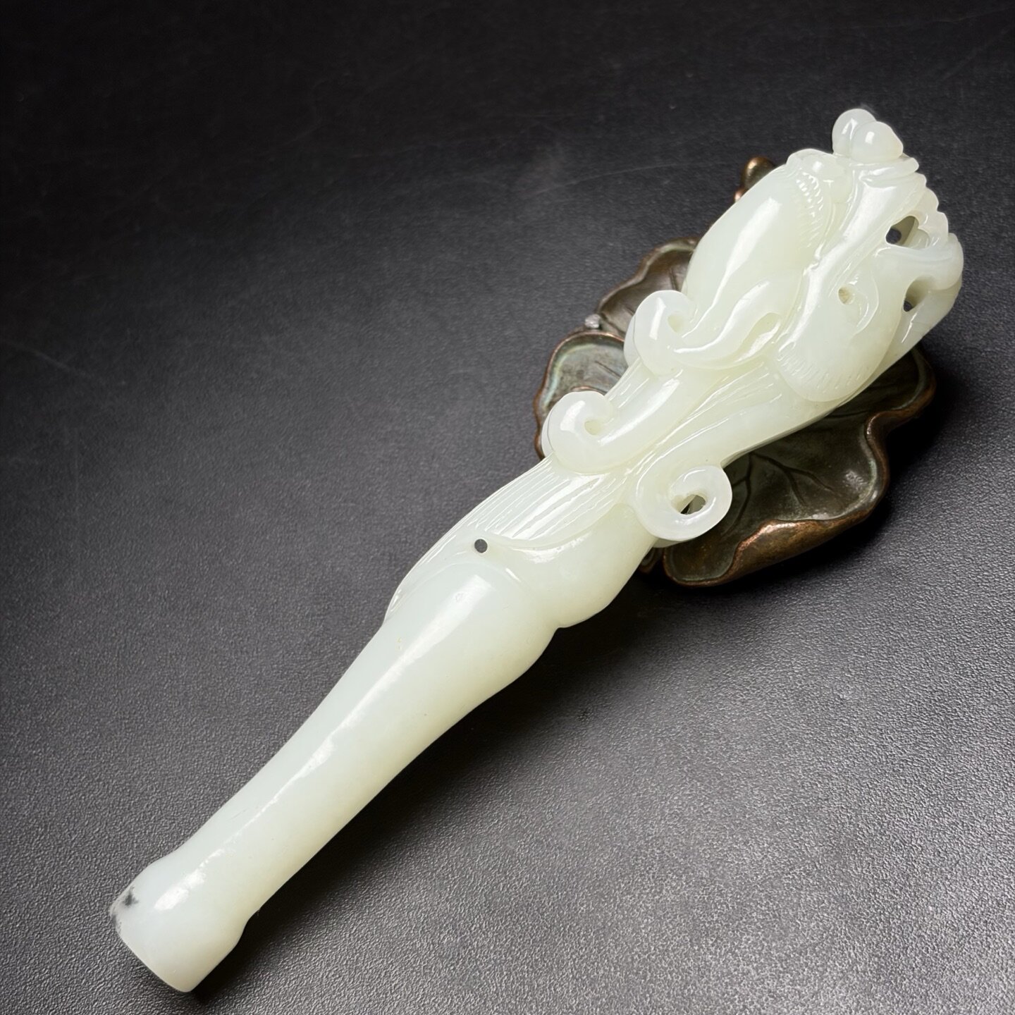 精品新疆和田玉龙头烟嘴玉质细腻包浆油润正品玉石老料龙首烟嘴男