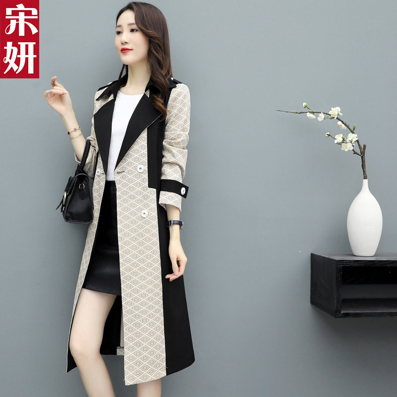 韩版风衣女拼接大衣中长款英伦风女装2020年新款潮春秋季时尚外套
