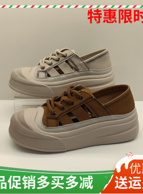 香香莉女鞋2025夏新款复古女鞋大头丑萌休闲鞋系带软底板鞋29725