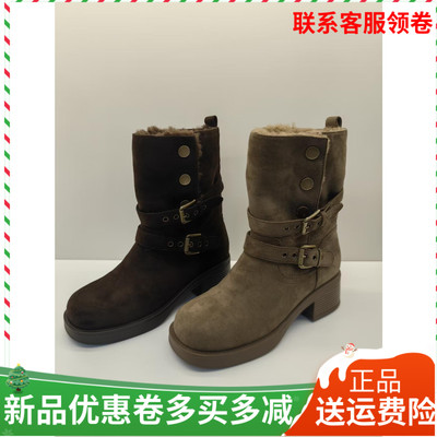 香香莉短靴子2025冬季新款粗跟女短靴休闲棉鞋百搭磨砂女鞋32585