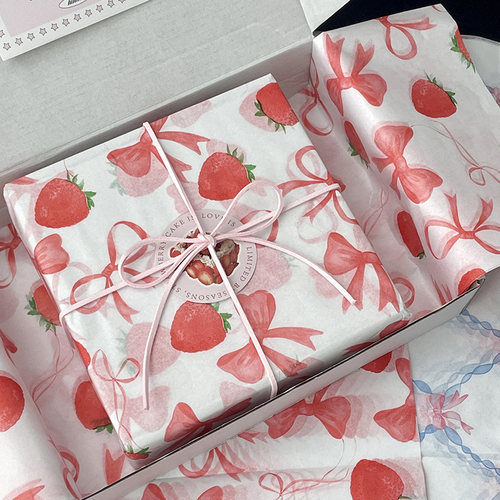 ins韩系少女心蝴蝶结丝带可爱雪梨纸17g烘焙礼物包装飞机盒内衬纸