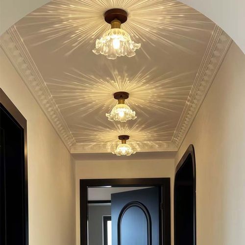 复古中古风花瓣玻璃吸顶灯