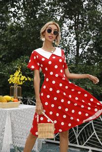 方领80s年代复古波点连衣裙 女生年会新年舞蹈演出服装反串迪斯科