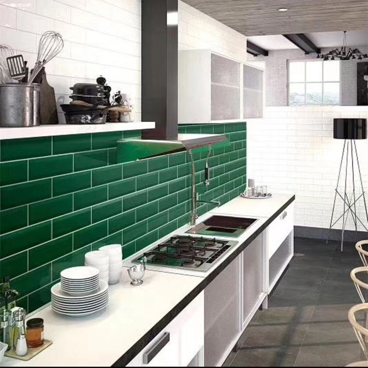 北欧墨绿色地铁砖简约现代釉面砖厨房卫生间浴室内墙砖10*10方砖