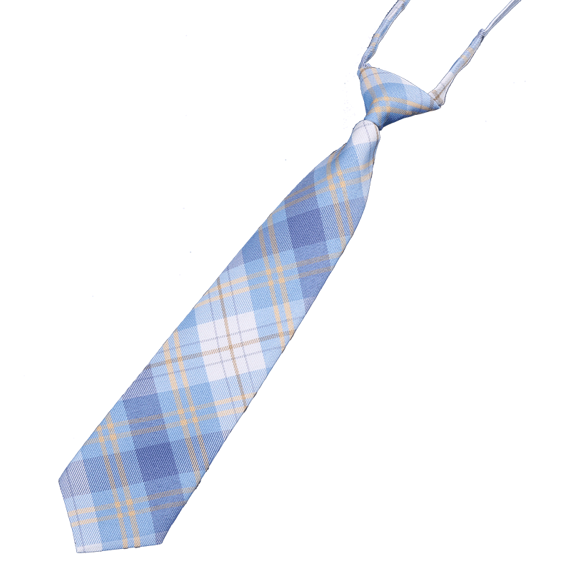 女士小领带ins蓝色格子制服
