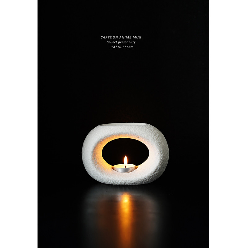 出口北欧 ins个性简约香薰烛台粗陶艺术设计家居扩香气香薰炉摆件