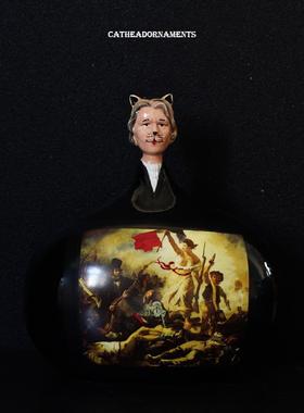 自由引导人民画作猫人摆件