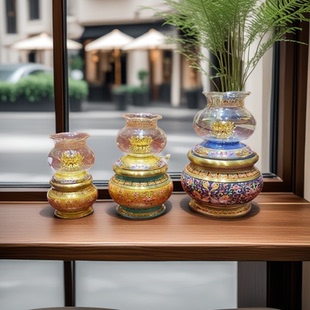 纯铜酥油灯景泰蓝莲花观音菩萨佛灯防风灯盏长明灯佛前供佛酥油灯