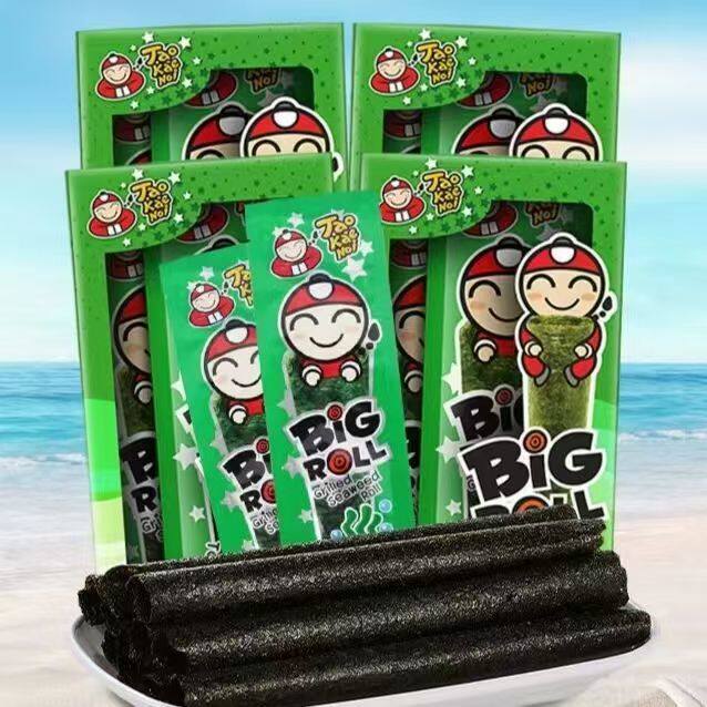 老板仔泰国进口海苔卷原味辣味脆片盒装休闲零食即食海苔条零食品