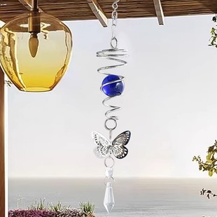 大梦归离同款凝视球不锈钢蝴蝶风铃3d旋转太阳捕手花园婚礼悬挂饰