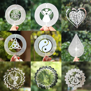 大梦归离同款不锈钢3d曼陀罗风铃风转立体挂件咖啡厅庭院驱鸟装饰