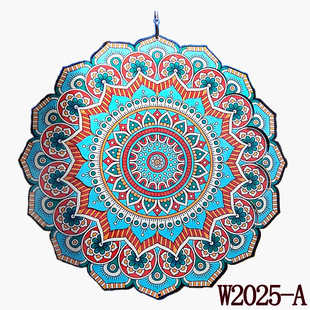 七夕情人节婚庆3D曼陀罗风铃风转立体动态旋转不锈钢彩色金属挂饰