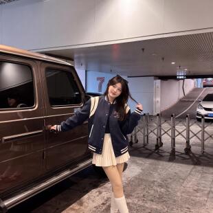 女装棒球夹克2026春季藏青撞色学院风小个子减龄宽松休闲学生外套