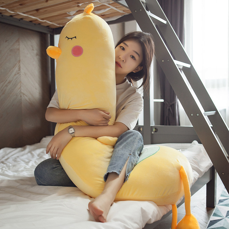 夹腿睡觉抱枕侧睡女生长条枕小鸡毛绒可爱靠枕男朋友床头靠枕靠垫