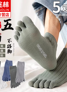 五指袜子男士春秋冬季纯棉中筒袜防臭吸汗分趾袜ins潮夏季短筒袜
