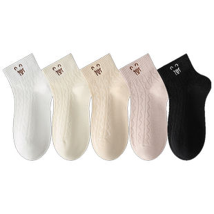 袜子女士短袜夏季薄款2026新款爆款纯棉无骨夏天白色可爱中短筒袜