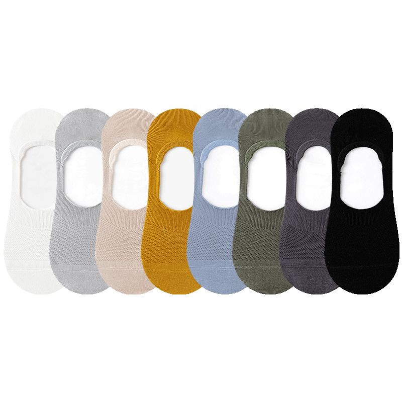袜子男士不掉跟船袜夏季网眼薄款防臭浅口隐形袜夏天男款短袜白色