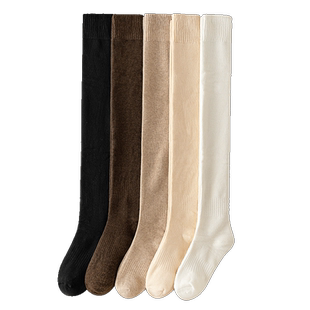 袜子女长筒袜秋冬季小腿袜加绒加厚款女大腿过膝袜冬天保暖中筒袜