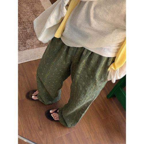 韩版复古绿色小众休闲宽松睡裤女