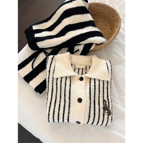 韩系卡通印花半边绒睡衣女秋冬