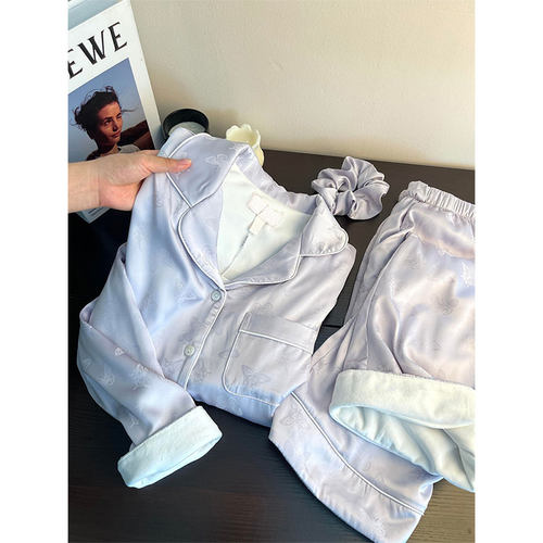 韩系高级感缎面加厚睡衣女2025