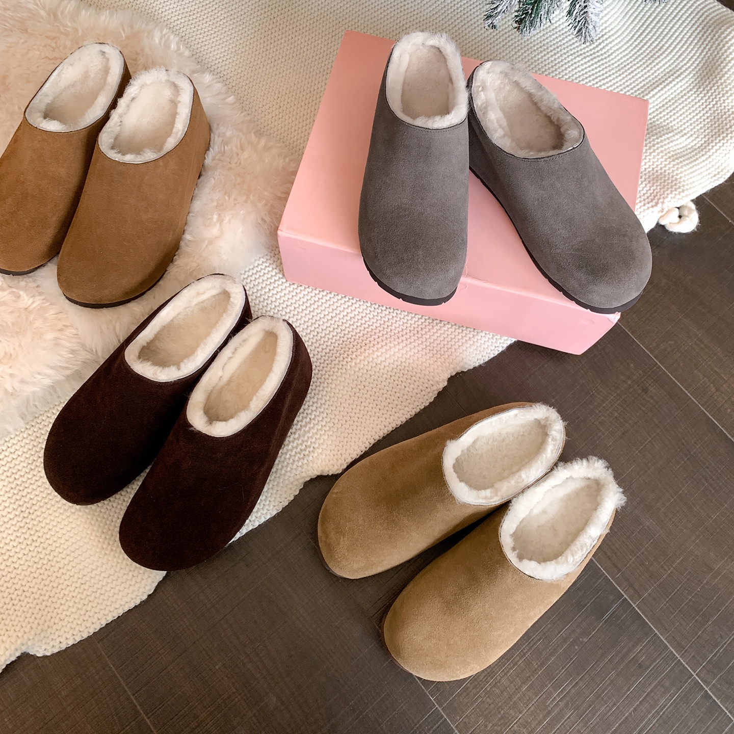 韩版圆头深口长绒内增高毛毛拖