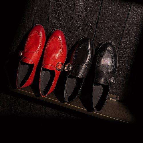 复古圆头深口皮带扣套脚乐福鞋