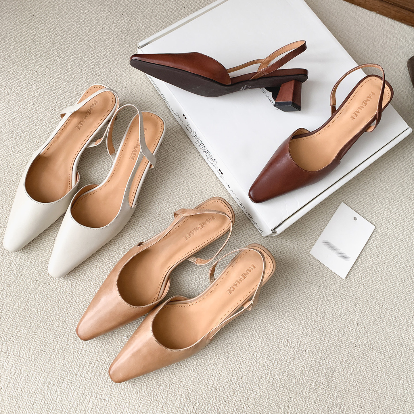 圆圆妈2026春季浅口里外全皮后绊带时装凉鞋通勤百搭工作粗跟女鞋