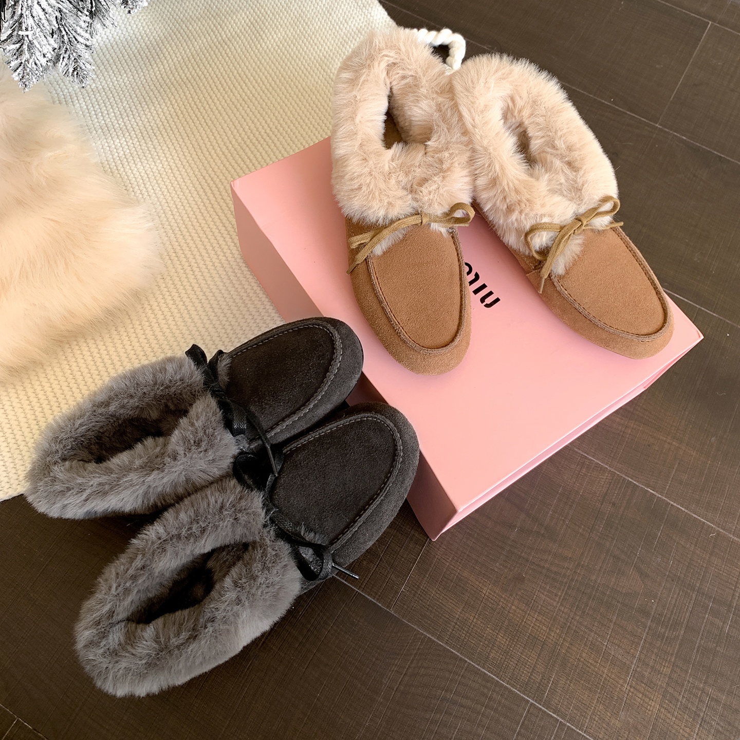 休闲舒适内增高系带保暖毛毛鞋